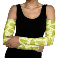 Lime Green Hawaii Kalo Palaka Motifs Arm Sleeves Hawaiian Taro Leaves Elegant Vibes - Polynesian Pride