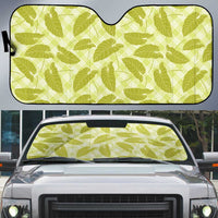 Lime Green Hawaii Kalo Palaka Motifs Auto Sun Shade Hawaiian Taro Leaves Elegant Vibes - Polynesian Pride