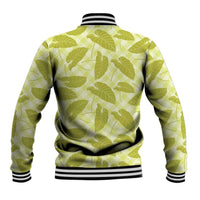 Lime Green Hawaii Kalo Palaka Motifs Baseball Jacket Hawaiian Taro Leaves Elegant Vibes - Polynesian Pride