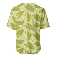Lime Green Hawaii Kalo Palaka Motifs Baseball Jersey Hawaiian Taro Leaves Elegant Vibes - Polynesian Pride