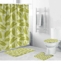 Lime Green Hawaii Kalo Palaka Motifs Bathroom Set Hawaiian Taro Leaves Elegant Vibes - Polynesian Pride