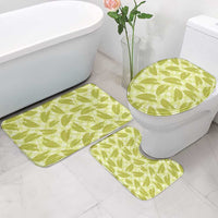 Lime Green Hawaii Kalo Palaka Motifs Bathroom Set Hawaiian Taro Leaves Elegant Vibes - Polynesian Pride