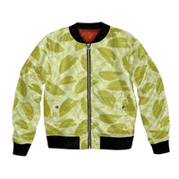 Lime Green Hawaii Kalo Palaka Motifs Bomber Jacket Hawaiian Taro Leaves Elegant Vibes - Polynesian Pride