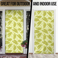 Lime Green Hawaii Kalo Palaka Motifs Door Cover Hawaiian Taro Leaves Elegant Vibes - Polynesian Pride