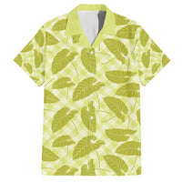 Lime Green Hawaii Kalo Palaka Motifs Family Matching Long Sleeve Bodycon Dress and Hawaiian Shirt Hawaiian Taro Leaves Elegant Vibes - Polynesian Pride