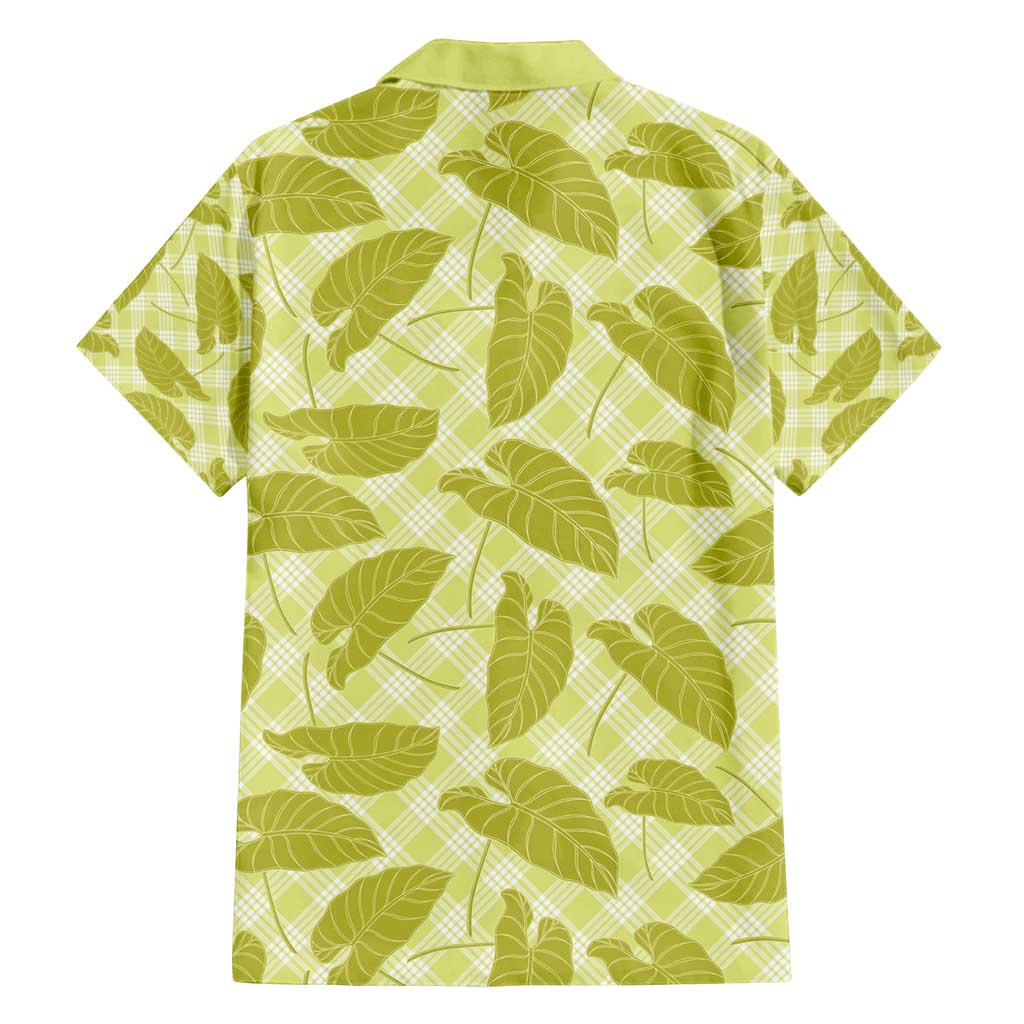 Lime Green Hawaii Kalo Palaka Motifs Family Matching Off Shoulder Maxi Dress and Hawaiian Shirt Hawaiian Taro Leaves Elegant Vibes - Polynesian Pride