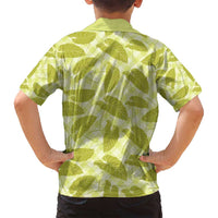 Lime Green Hawaii Kalo Palaka Motifs Family Matching Off Shoulder Short Dress and Hawaiian Shirt Hawaiian Taro Leaves Elegant Vibes - Polynesian Pride