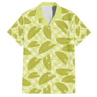 Lime Green Hawaii Kalo Palaka Motifs Family Matching Short Sleeve Bodycon Dress and Hawaiian Shirt Hawaiian Taro Leaves Elegant Vibes - Polynesian Pride