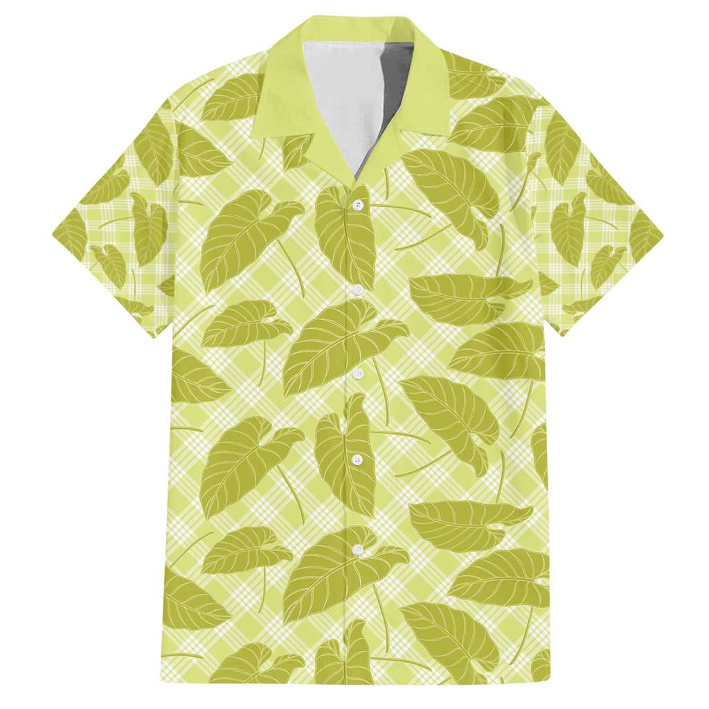 Lime Green Hawaii Kalo Palaka Motifs Family Matching Tank Maxi Dress and Hawaiian Shirt Hawaiian Taro Leaves Elegant Vibes - Polynesian Pride