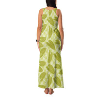 Lime Green Hawaii Kalo Palaka Motifs Family Matching Tank Maxi Dress and Hawaiian Shirt Hawaiian Taro Leaves Elegant Vibes - Polynesian Pride