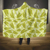 Lime Green Hawaii Kalo Palaka Motifs Hooded Blanket Hawaiian Taro Leaves Elegant Vibes - Polynesian Pride