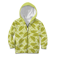 Lime Green Hawaii Kalo Palaka Motifs Kid Hoodie Hawaiian Taro Leaves Elegant Vibes - Polynesian Pride