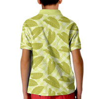 Lime Green Hawaii Kalo Palaka Motifs Kid Polo Shirt Hawaiian Taro Leaves Elegant Vibes - Polynesian Pride
