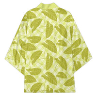 Lime Green Hawaii Kalo Palaka Motifs Kimono Hawaiian Taro Leaves Elegant Vibes - Polynesian Pride
