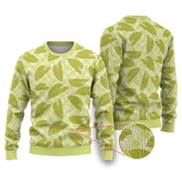 Lime Green Hawaii Kalo Palaka Motifs Ugly Christmas Sweater Hawaiian Taro Leaves Elegant Vibes - Polynesian Pride