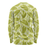 Lime Green Hawaii Kalo Palaka Motifs Long Sleeve Shirt Hawaiian Taro Leaves Elegant Vibes - Polynesian Pride