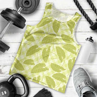 Lime Green Hawaii Kalo Palaka Motifs Men Tank Top Hawaiian Taro Leaves Elegant Vibes - Polynesian Pride