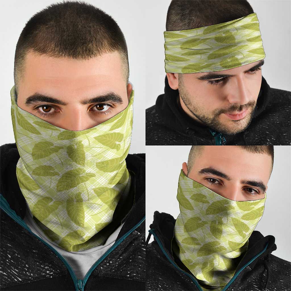 Lime Green Hawaii Kalo Palaka Motifs Neck Gaiter Hawaiian Taro Leaves Elegant Vibes - Polynesian Pride