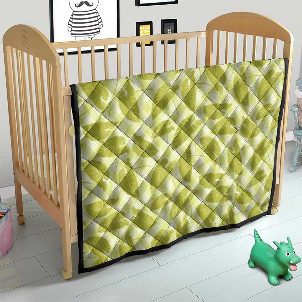 Lime Green Hawaii Kalo Palaka Motifs Quilt Hawaiian Taro Leaves Elegant Vibes - Polynesian Pride