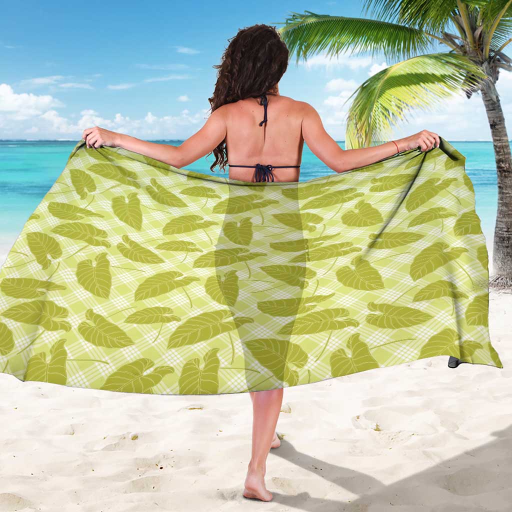 Lime Green Hawaii Kalo Palaka Motifs Sarong Hawaiian Taro Leaves Elegant Vibes - Polynesian Pride
