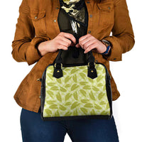 Lime Green Hawaii Kalo Palaka Motifs Shoulder Handbag Hawaiian Taro Leaves Elegant Vibes - Polynesian Pride