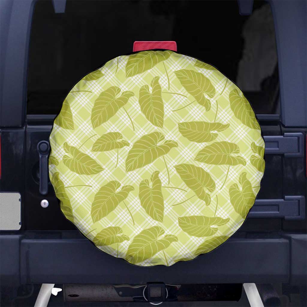 Lime Green Hawaii Kalo Palaka Motifs Spare Tire Cover Hawaiian Taro Leaves Elegant Vibes - Polynesian Pride
