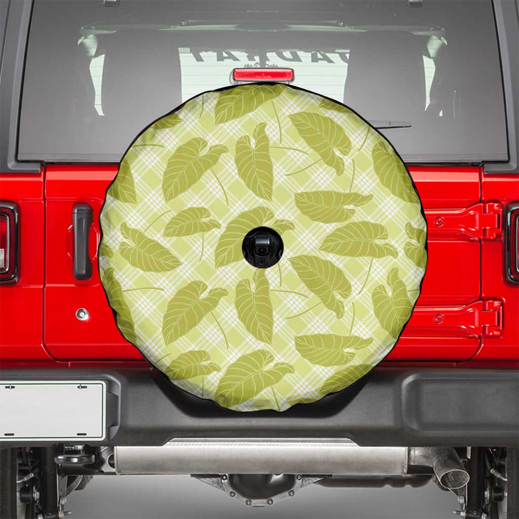 Lime Green Hawaii Kalo Palaka Motifs Spare Tire Cover Hawaiian Taro Leaves Elegant Vibes - Polynesian Pride