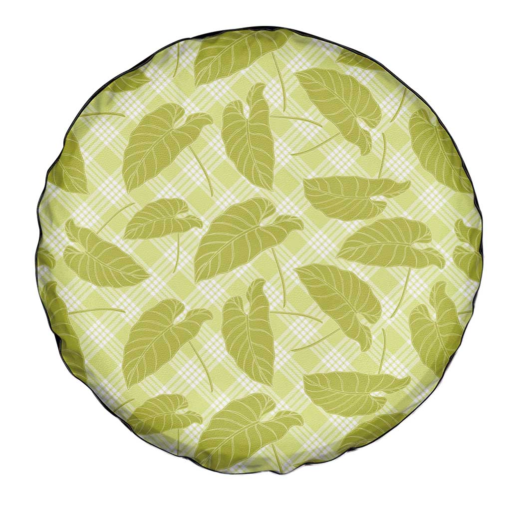Lime Green Hawaii Kalo Palaka Motifs Spare Tire Cover Hawaiian Taro Leaves Elegant Vibes - Polynesian Pride