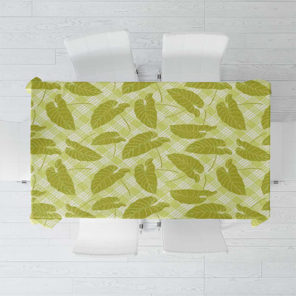 Lime Green Hawaii Kalo Palaka Motifs Tablecloth Hawaiian Taro Leaves Elegant Vibes - Polynesian Pride