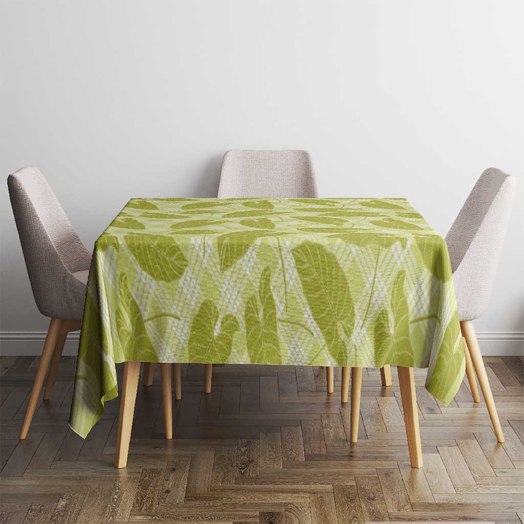 Lime Green Hawaii Kalo Palaka Motifs Tablecloth Hawaiian Taro Leaves Elegant Vibes - Polynesian Pride