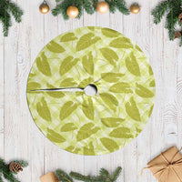 Lime Green Hawaii Kalo Palaka Motifs Tree Skirt Hawaiian Taro Leaves Elegant Vibes - Polynesian Pride