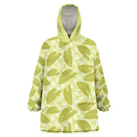 Lime Green Hawaii Kalo Palaka Motifs Wearable Blanket Hoodie Hawaiian Taro Leaves Elegant Vibes - Polynesian Pride