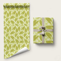 Lime Green Hawaii Kalo Palaka Motifs Wrapping Paper Hawaiian Taro Leaves Elegant Vibes - Polynesian Pride