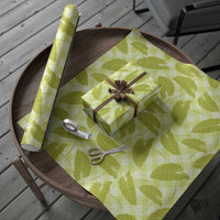 Lime Green Hawaii Kalo Palaka Motifs Wrapping Paper Hawaiian Taro Leaves Elegant Vibes - Polynesian Pride