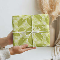 Lime Green Hawaii Kalo Palaka Motifs Wrapping Paper Hawaiian Taro Leaves Elegant Vibes - Polynesian Pride