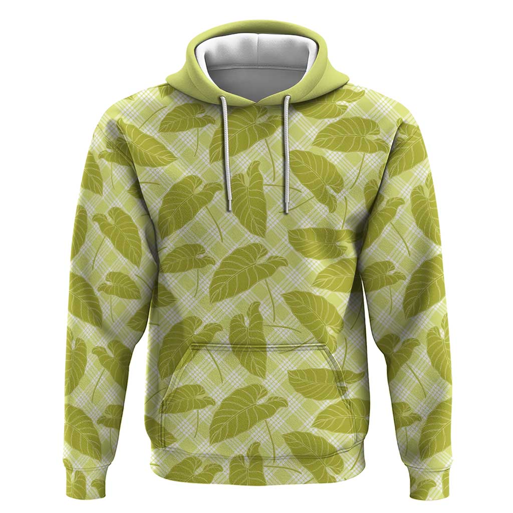 Lime Green Hawaii Kalo Palaka Motifs Zip Hoodie Hawaiian Taro Leaves Elegant Vibes - Polynesian Pride