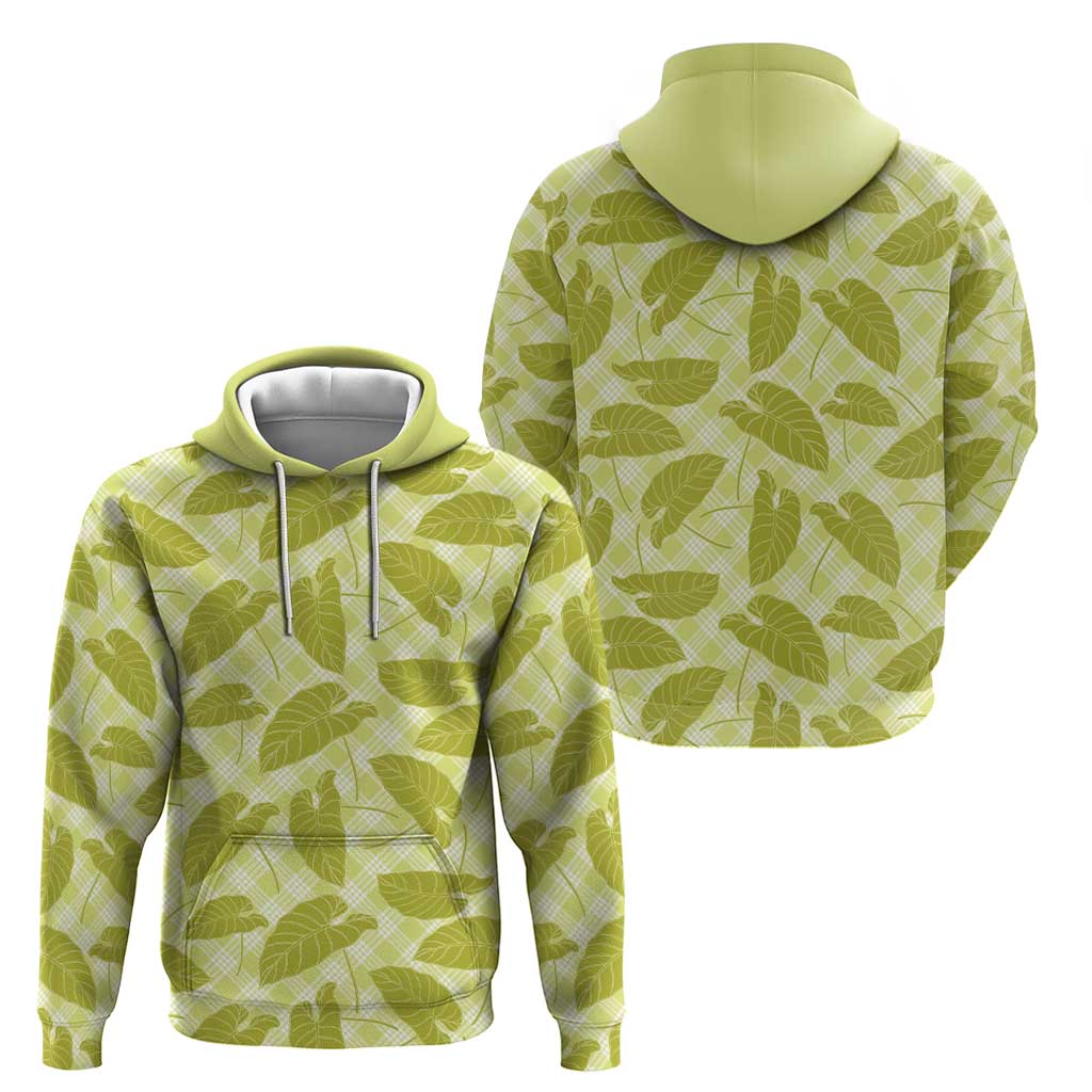 Lime Green Hawaii Kalo Palaka Motifs Zip Hoodie Hawaiian Taro Leaves Elegant Vibes - Polynesian Pride