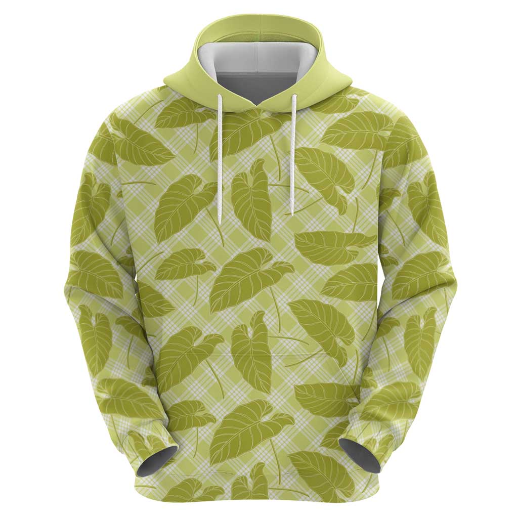 Lime Green Hawaii Kalo Palaka Motifs Zip Hoodie Hawaiian Taro Leaves Elegant Vibes - Polynesian Pride