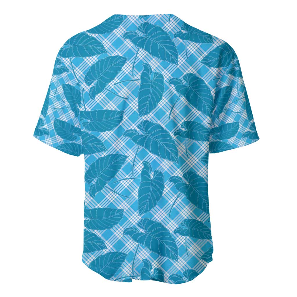 Blue Hawaii Kalo Palaka Motifs Baseball Jersey Hawaiian Taro Leaves Elegant Vibes - Polynesian Pride