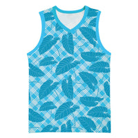 Blue Hawaii Kalo Palaka Motifs Basketball Jersey Hawaiian Taro Leaves Elegant Vibes - Polynesian Pride