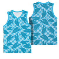 Blue Hawaii Kalo Palaka Motifs Basketball Jersey Hawaiian Taro Leaves Elegant Vibes - Polynesian Pride