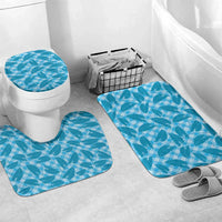 Blue Hawaii Kalo Palaka Motifs Bathroom Set Hawaiian Taro Leaves Elegant Vibes - Polynesian Pride