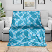 Blue Hawaii Kalo Palaka Motifs Blanket Hawaiian Taro Leaves Elegant Vibes - Polynesian Pride