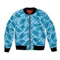 Blue Hawaii Kalo Palaka Motifs Bomber Jacket Hawaiian Taro Leaves Elegant Vibes - Polynesian Pride