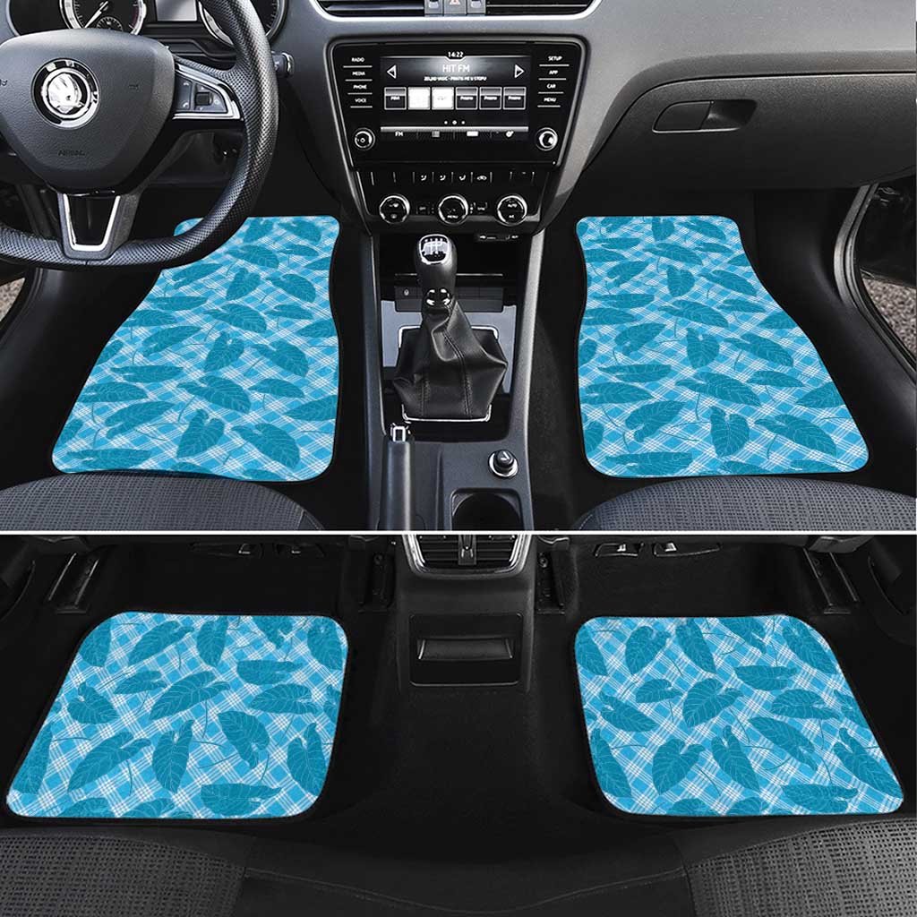 Blue Hawaii Kalo Palaka Motifs Car Mats Hawaiian Taro Leaves Elegant Vibes - Polynesian Pride