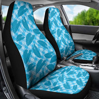 Blue Hawaii Kalo Palaka Motifs Car Seat Cover Hawaiian Taro Leaves Elegant Vibes - Polynesian Pride
