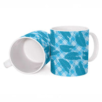 Blue Hawaii Kalo Palaka Motifs Ceramic Mug Hawaiian Taro Leaves Elegant Vibes - Polynesian Pride