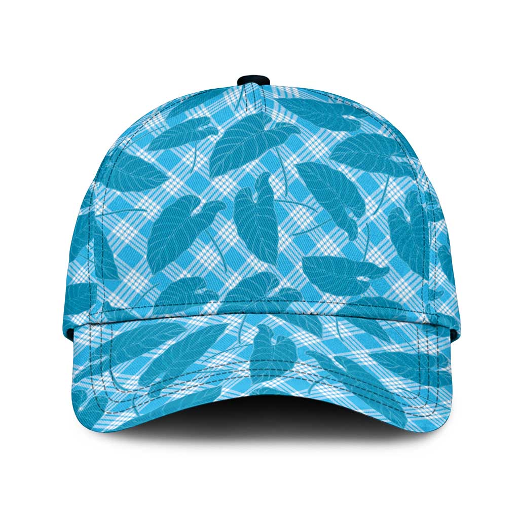 Blue Hawaii Kalo Palaka Motifs Classic Cap Hawaiian Taro Leaves Elegant Vibes