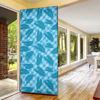 Blue Hawaii Kalo Palaka Motifs Door Cover Hawaiian Taro Leaves Elegant Vibes - Polynesian Pride