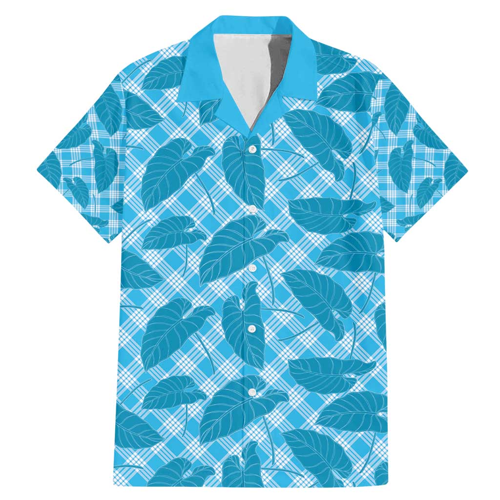 Blue Hawaii Kalo Palaka Motifs Family Matching Mermaid Dress and Hawaiian Shirt Hawaiian Taro Leaves Elegant Vibes - Polynesian Pride